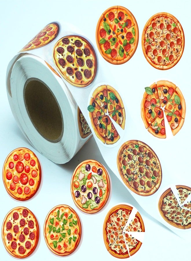 PIBIPAID 500 Ct Cute Pizza Roll Stickers,Pizza Food Birthday Party Favors Supplies Decorations Goodie Bag Stuffers Prize Labels - Image 1